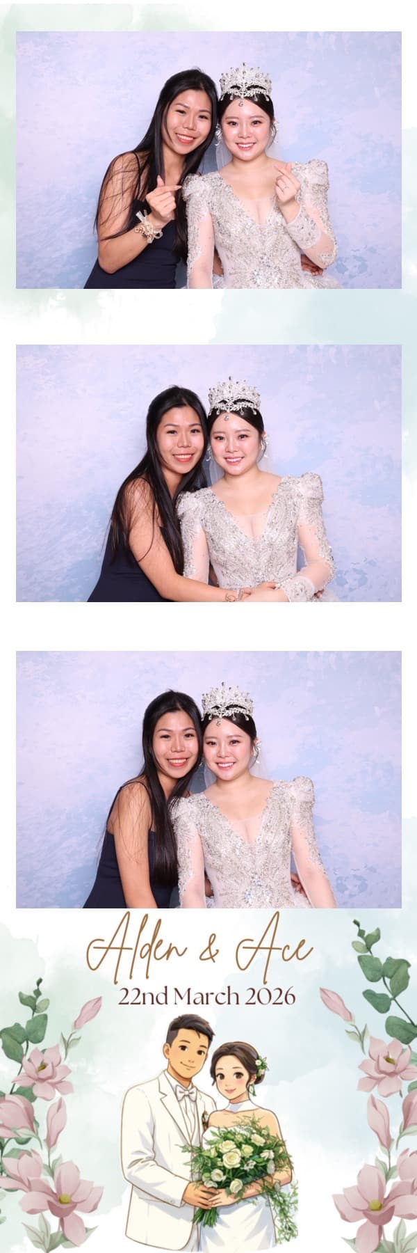 Wedding event photobooth print with custom couple design