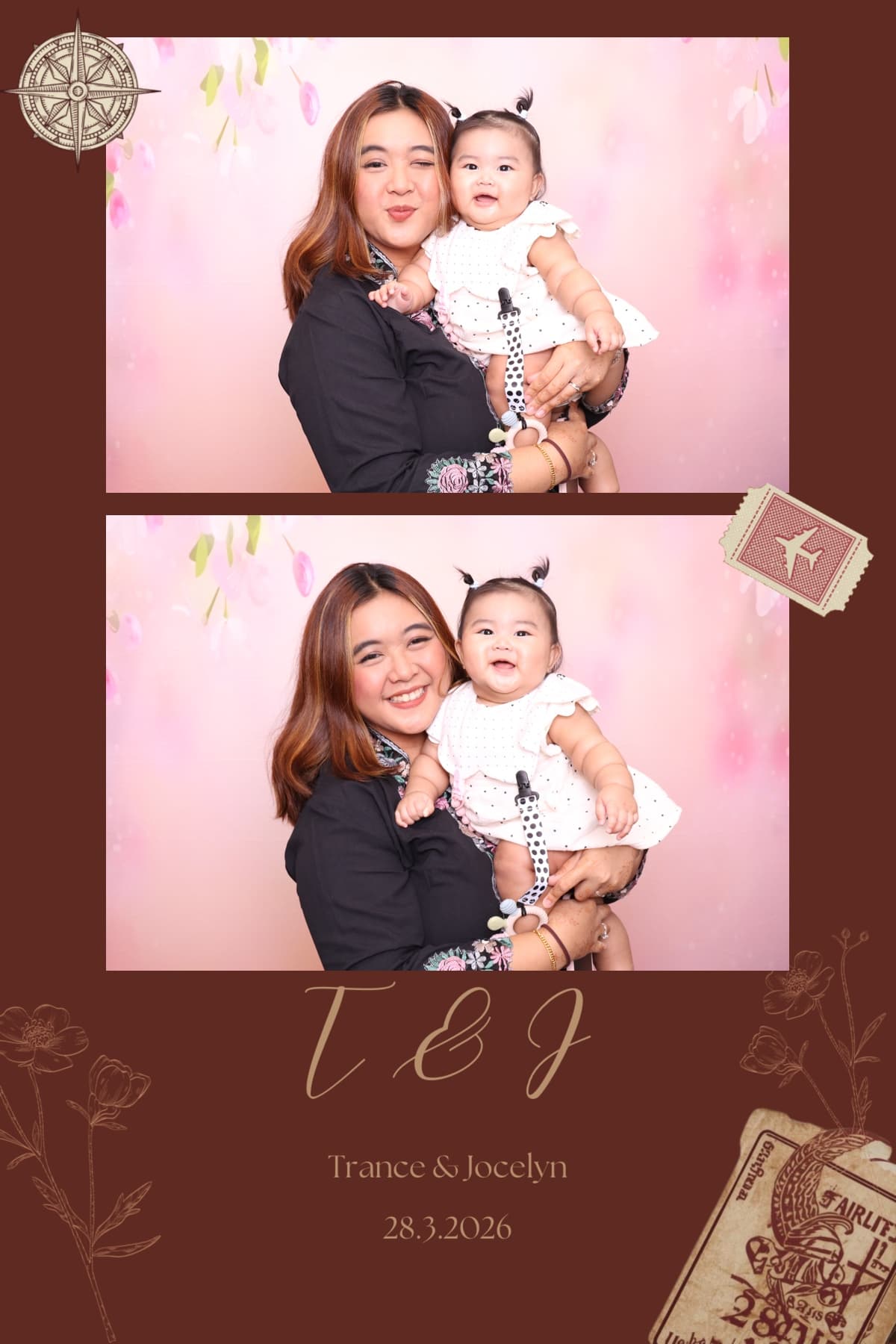 Guests taking keepsake photos at a Singapore event photobooth
