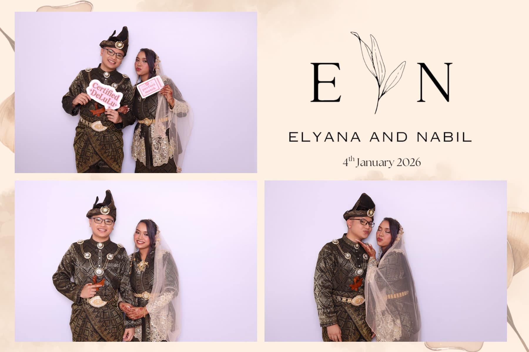 Group of guests celebrating with a photobooth print