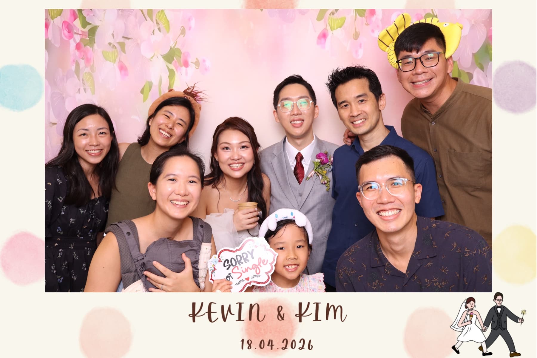Night event photobooth print with guests celebrating